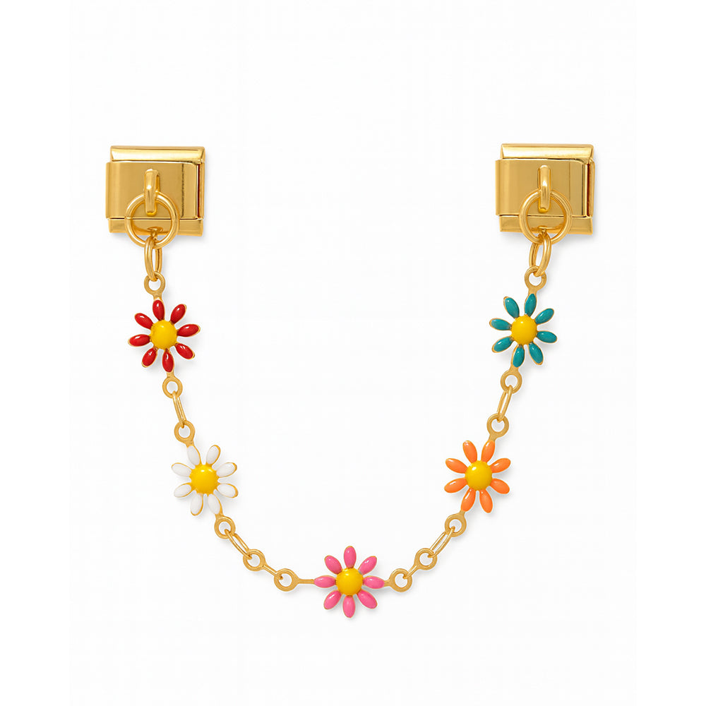 Golden colorful flower chain | Gold Pendant