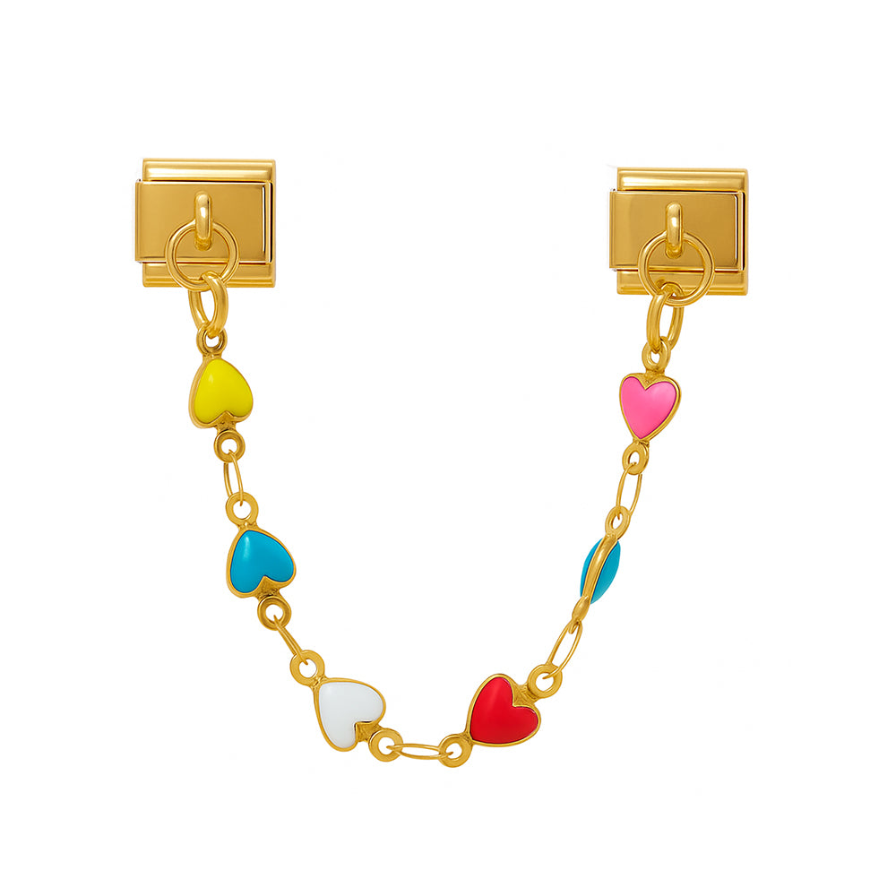 Golden colorful heart chain | Gold Pendant