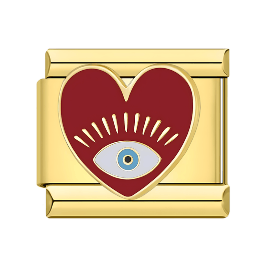 Red Heart with Evil Eye | Gold
