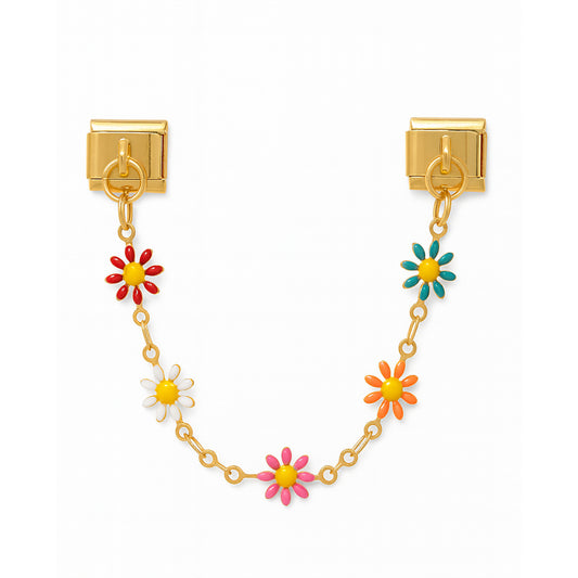 Golden colorful flower chain | Gold Pendant