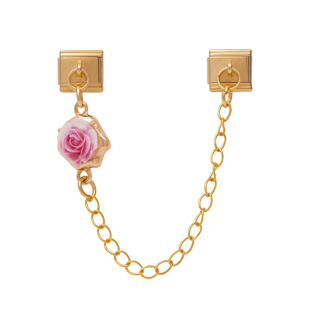 Pink flower chain | Gold Pendant