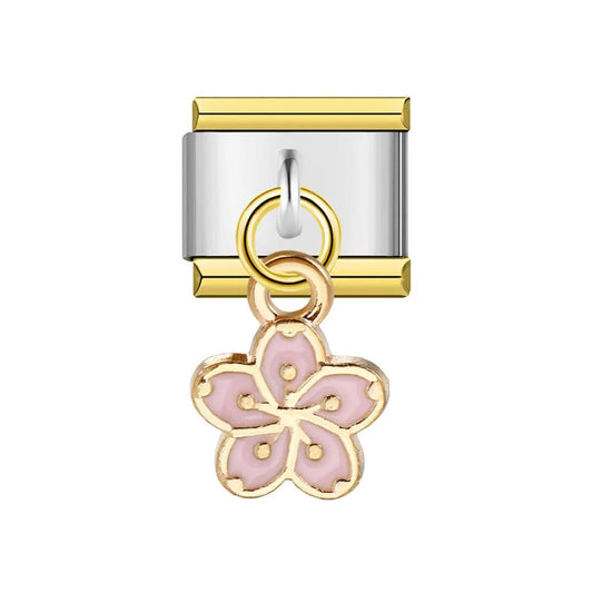Pink Flower with Gold Trim | Pendant